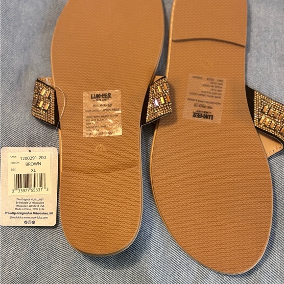 Muk Luks Gold Embellished Sandals - Picture 3 of 5